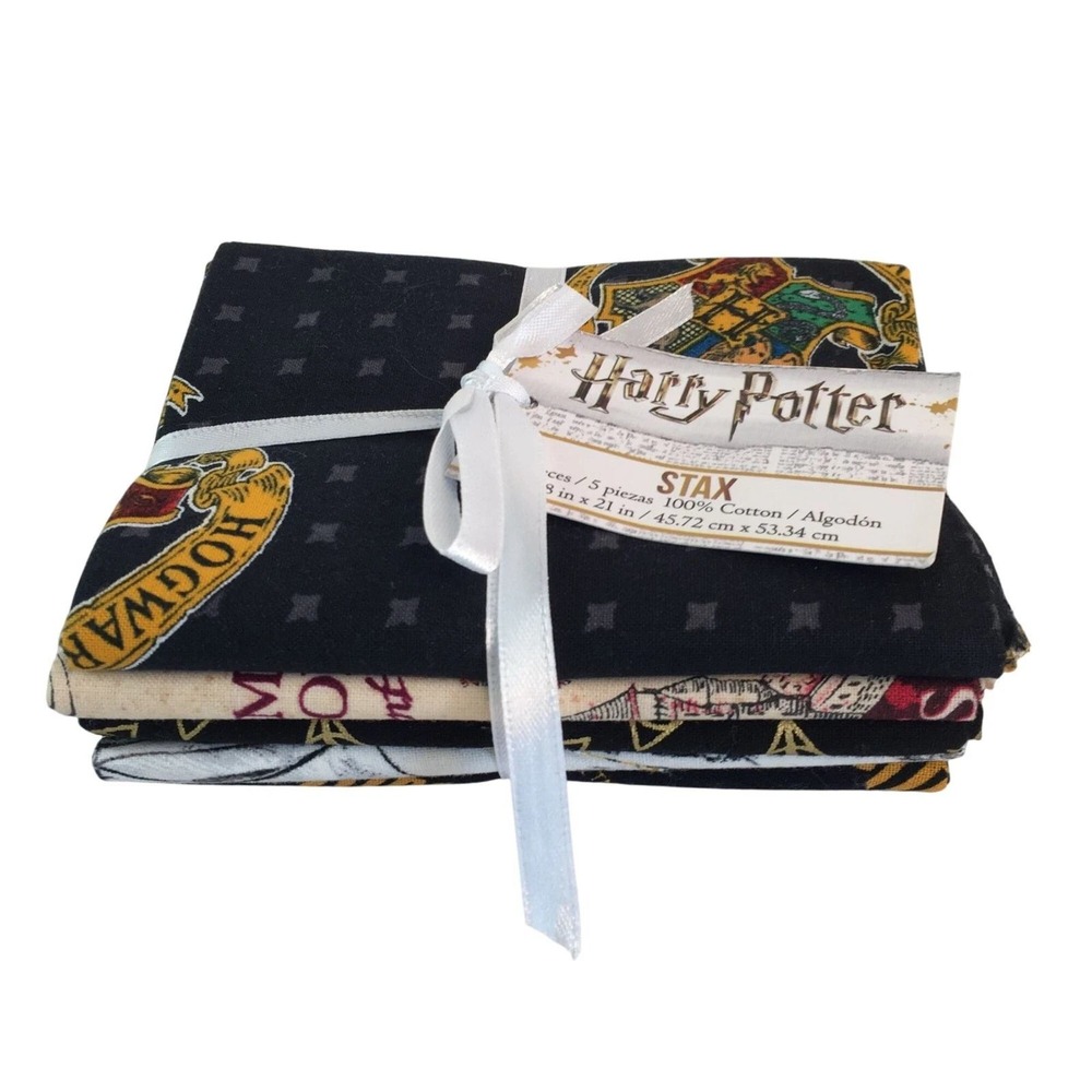 Stax Harry Potter Fat Quarter Fabric Bundle 5pc Hogwarts Marauders Map NWT‎